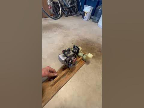 Cold start weed eater engine on a board - YouTube