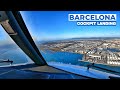 Boeing 737 max 8  cockpit landing at barcelona 24r  gopro pilot view 4k