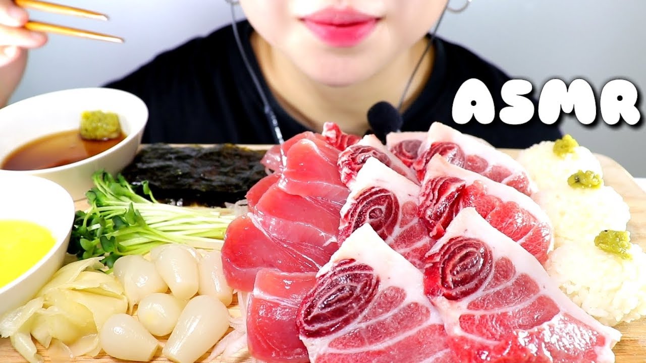 ASMR Tuna 참치회 배꼽살&속살 리얼사운드 먹방 ปลาทูน่า Cá ngừ マグロの刺身 金枪鱼 eating sound mukbang