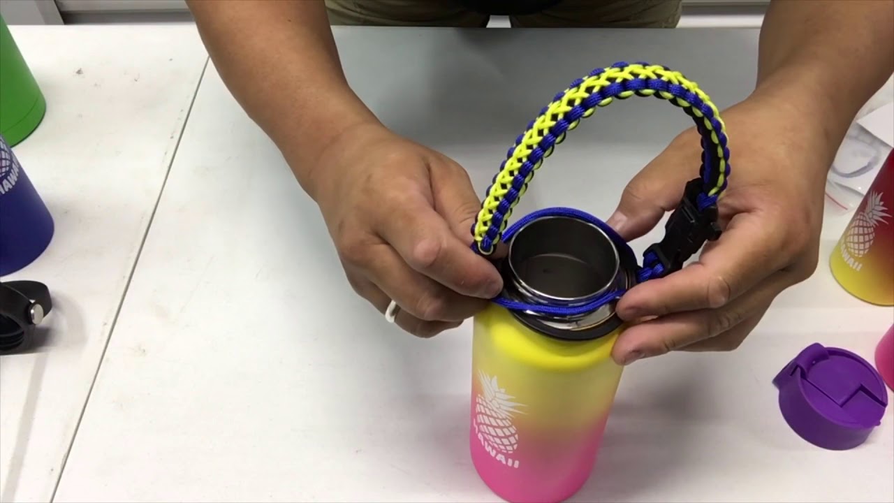 DIY Hydroflask paracord handle with Burt's Bees insert