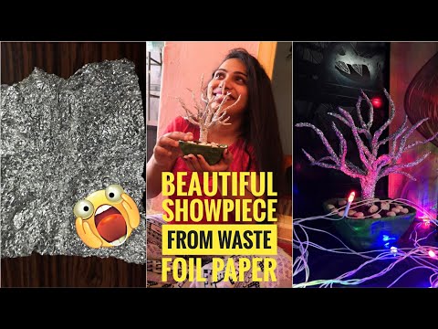 Best use of waste foil paper || Home decor idea || DIY foil paper craft