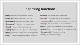apilar Ardilla gesto String function in php with syntax and example. all php string function  with example. - YouTube