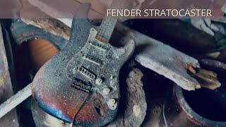 RESCUE OLD ABANDONED GUITAR  FENDER STRATOCASTER 1960s ASMR VIDEO  restoration  no talking