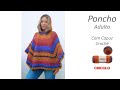 PONCHO DE CROCHÊ Adulto com Capuz em Crochê passo a passo Prof. Simone Eleotério  crochet poncho