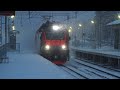 Поезда в сильный снегопад и двадцатиградусный мороз на Горьковском направлении.