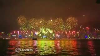 Hong kong and taiwan celebrate new year's eve 2017 with fireworks
music