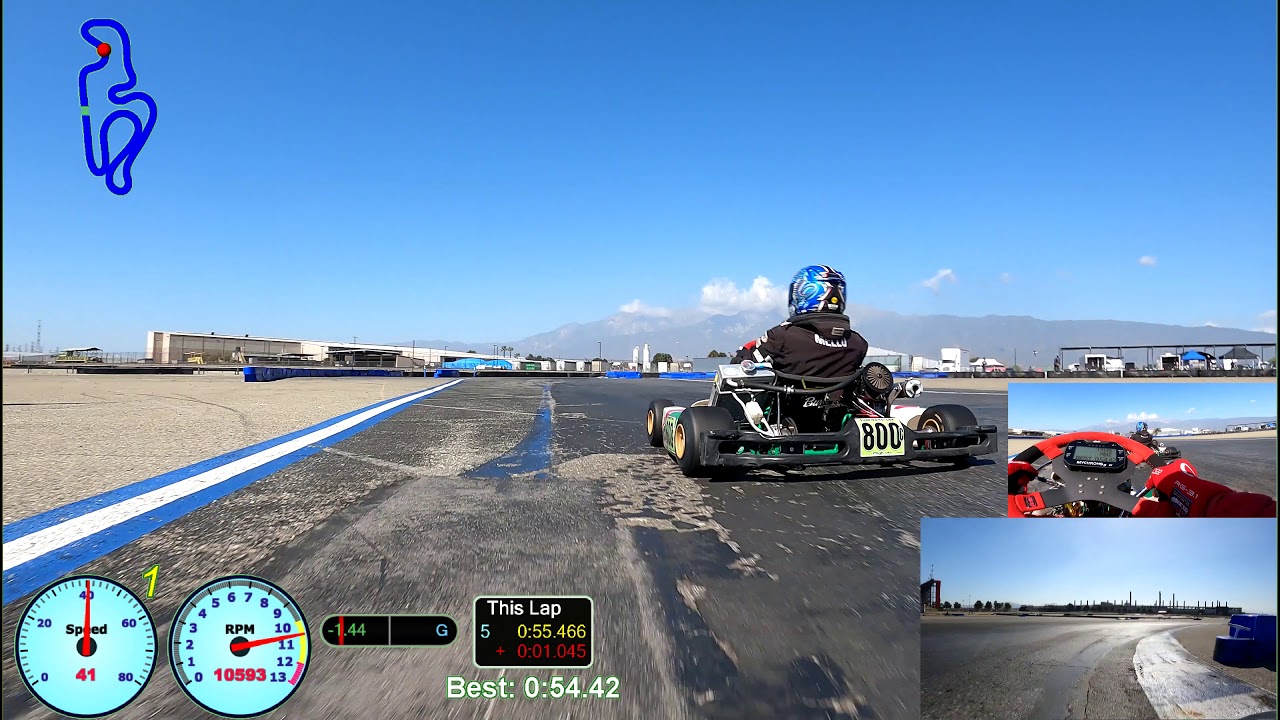 Shifter Kart - Calspeed Kart Track Grande Config - 3 Camera Data Overlay