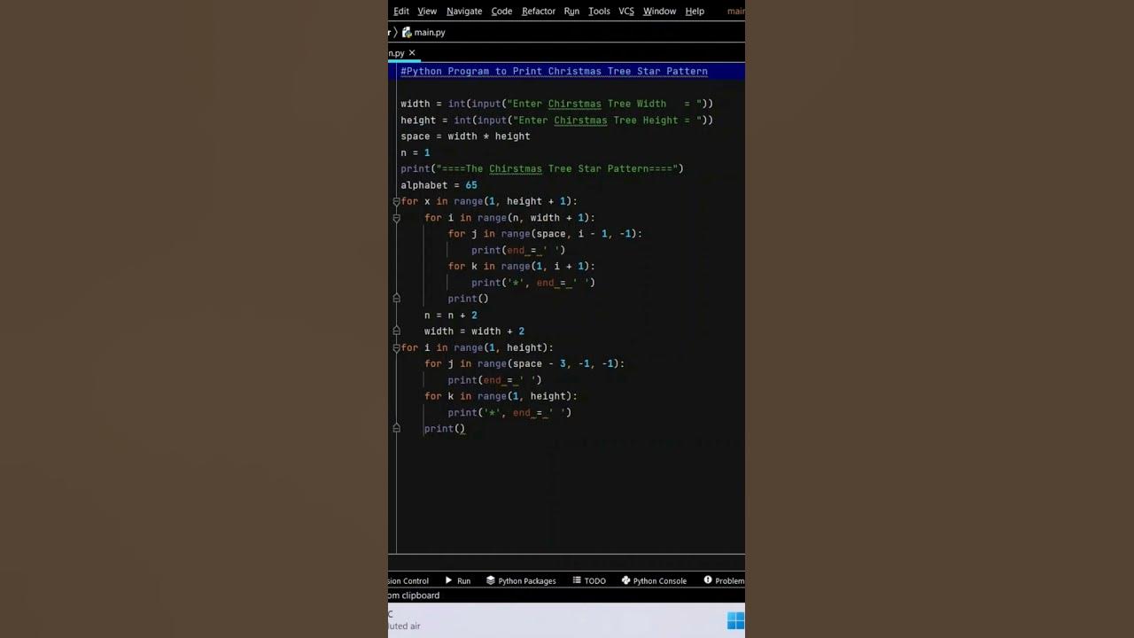 Print Christmas Tree Star Pattern 👍😉 #codewithharry #css #python # ...