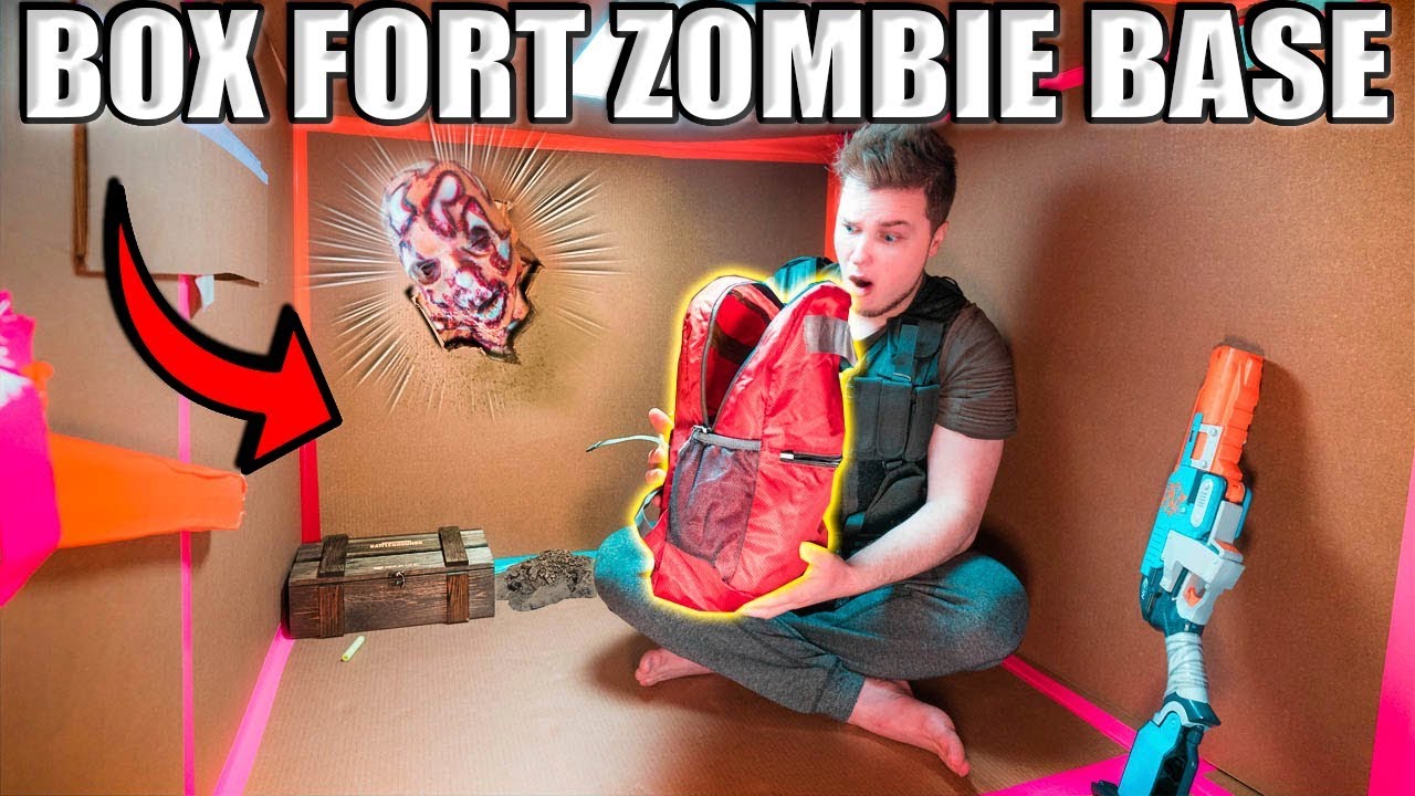 24 HOUR BOX FORT ZOMBIE BASE!! We Got A Secret Package