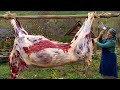 Butchering a whole bull and cooking in glass jars