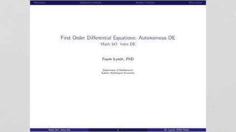 EWU Math 347: FO DE - Autonomous (part 2)