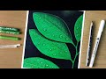 Oil pastel drawing  3d water drops on leaves  drawing leaf with water drops