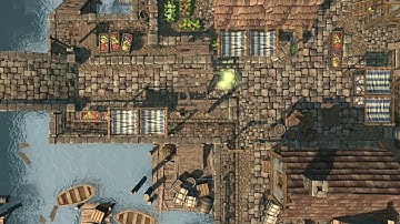 D&D Animated Encounter Battle Map - Harbor Town Market Day Gridless