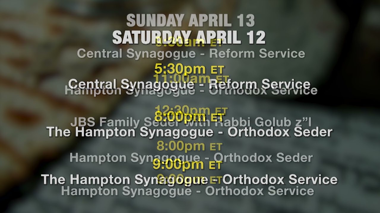 Passover Seders & Services on JBS - 2025 Schedule