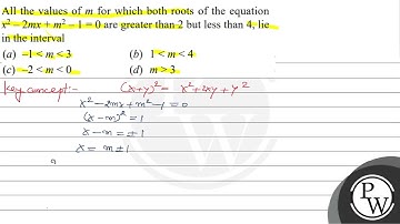 All the values of \( m \) for which both roots of the equation \( x^{2}-2 m x+m^{2}-1=0 \) are g...