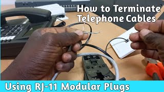 How to terminate telephone cables using RJ-11 plugs