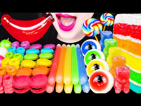 ASMR RAINBOW DESSERTS 레인보우 디저트 KOHAKUTO NIK-L-<strong>NIP</strong> WAX STICKS MUKBANG 먹방