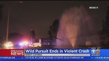 Stolen Van Being Chased By Police Crashes Into Power Pole, Fire Hydrant