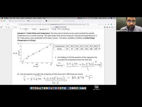 StatKey 2.6 Regression Line (Two Quant. Variables)