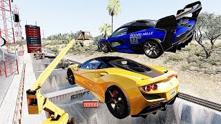 Cars Vs Mega High Container Jump Test #4 - Speed Car Crash - BeamNG Drive