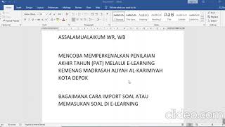 Tutorial e-learning madrasah cara upload soal di cbt