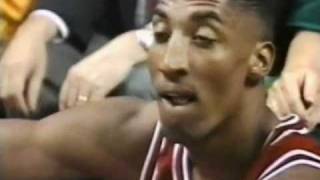 NBA Dennis Bad Boy Rodman flagrant foul on Scottie Pippen