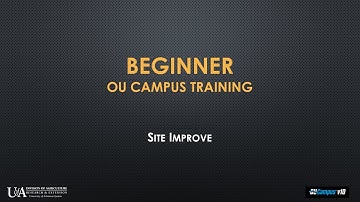 Beginner OU Training - SiteImprove