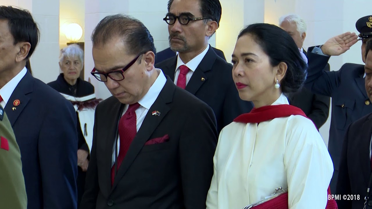 Upacara Peletakan Karangan Bunga di Pukeahu War Memorial, Wellington, 19 Maret 2018