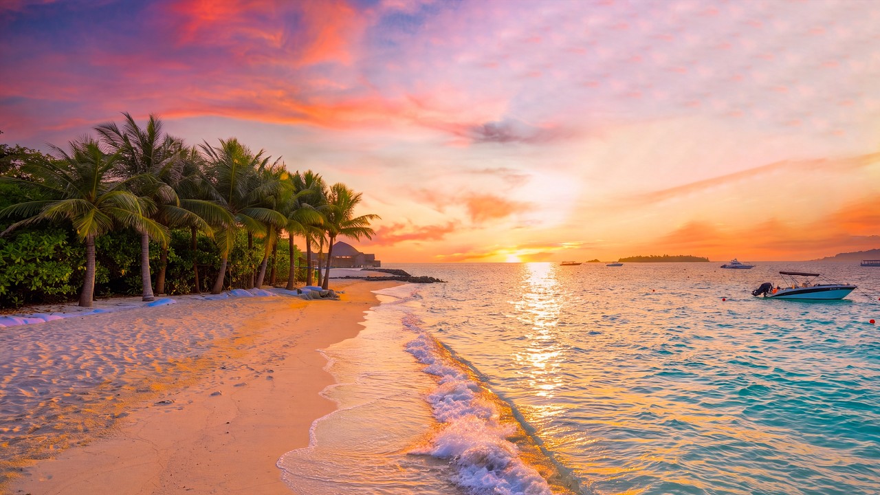 Perfect Beach Scene: White Sand, Turquoise Water & Ocean Waves Sounds ...