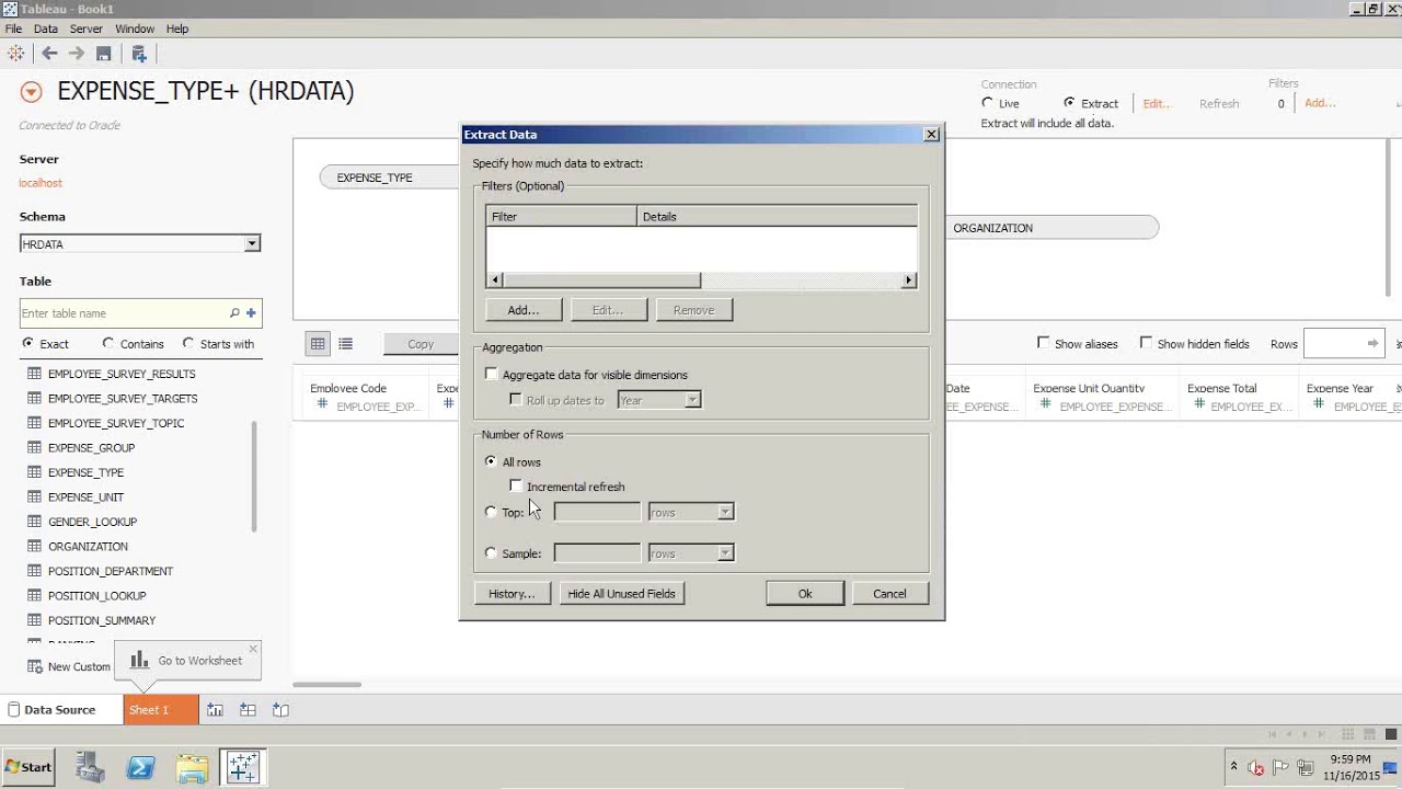 Tableau HR Data Analysis Data Grouping