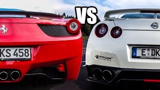 This time i joined the best videos of ferrari 458 italia vs nissan
gt-r r35! witch one do you think sounds better ? or gt-r?! ...
