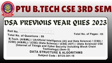 11-12-2025 Data Structure Exam || Previous Year Ques PTU BTech Cse Important Ques