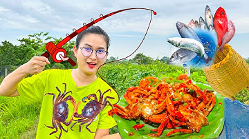 Changcady đi bắt con cua, con cá làm món cua rang muối ớt