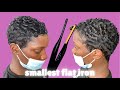 Pin curls on extremely short hair using Glam Palm stiletto iron
