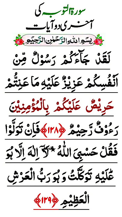 Surah Tauba Last 2 Ayat | Surah Tauba ki Akhri 2 Ayat | laqad jaakum | Quran Reading practice