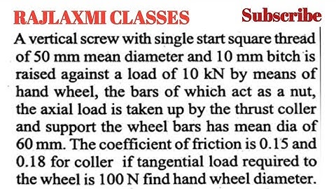 Numerical Problem based on Power screw ll Design of Machine Elements ll Mechanical Engineering