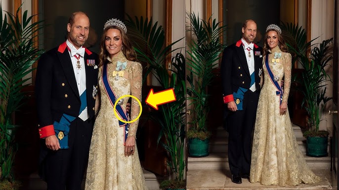 Catherine And William Official Portrait As The Princess Steal The Spotlight  At State Banquet - YouTube