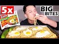 5x❗️INDOMIE MI GORENG NOODLES + 5x FRIED EGGS 🍳❗️ • 😲 BIG BITES • mukbang • LESS TALKING