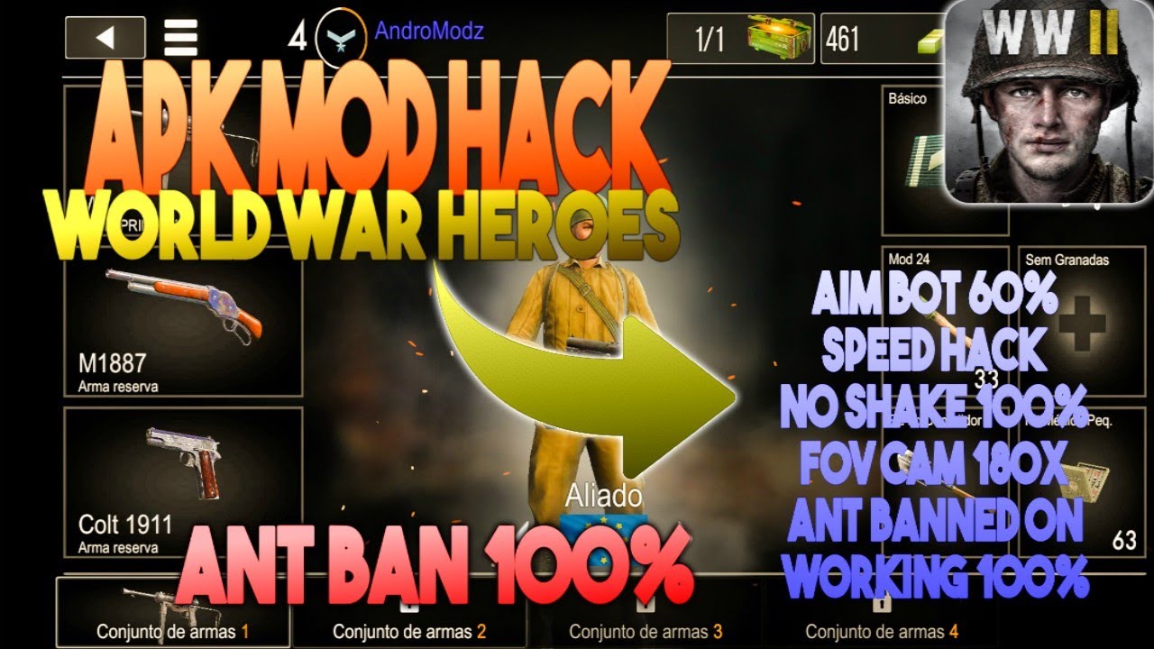ðŸ”¥INÃ‰DITO | World War Heroes 1.12.7 | APK MOD HACK | Aim Bot No Recoil  Speed Hack And More+ No Ban - 