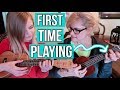 Teaching my mom how to play ukulele!