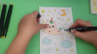 Heavenly Cat Runs On A Rainbow