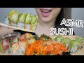 SUSHI ASMR *Green Caterpillar Roll, Rainbow Roll with Spicy Salmon Sashimi NO Talking Eating Sounds