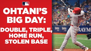 OHTANI'S BIG DAY! Shohei Ohtani doubles, triples, homers, AND steals a base against the Rays!