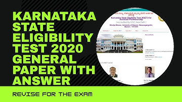 Karnataka state eligibility test(kset) Exam 2020 General paper with Answer(solved paper)
