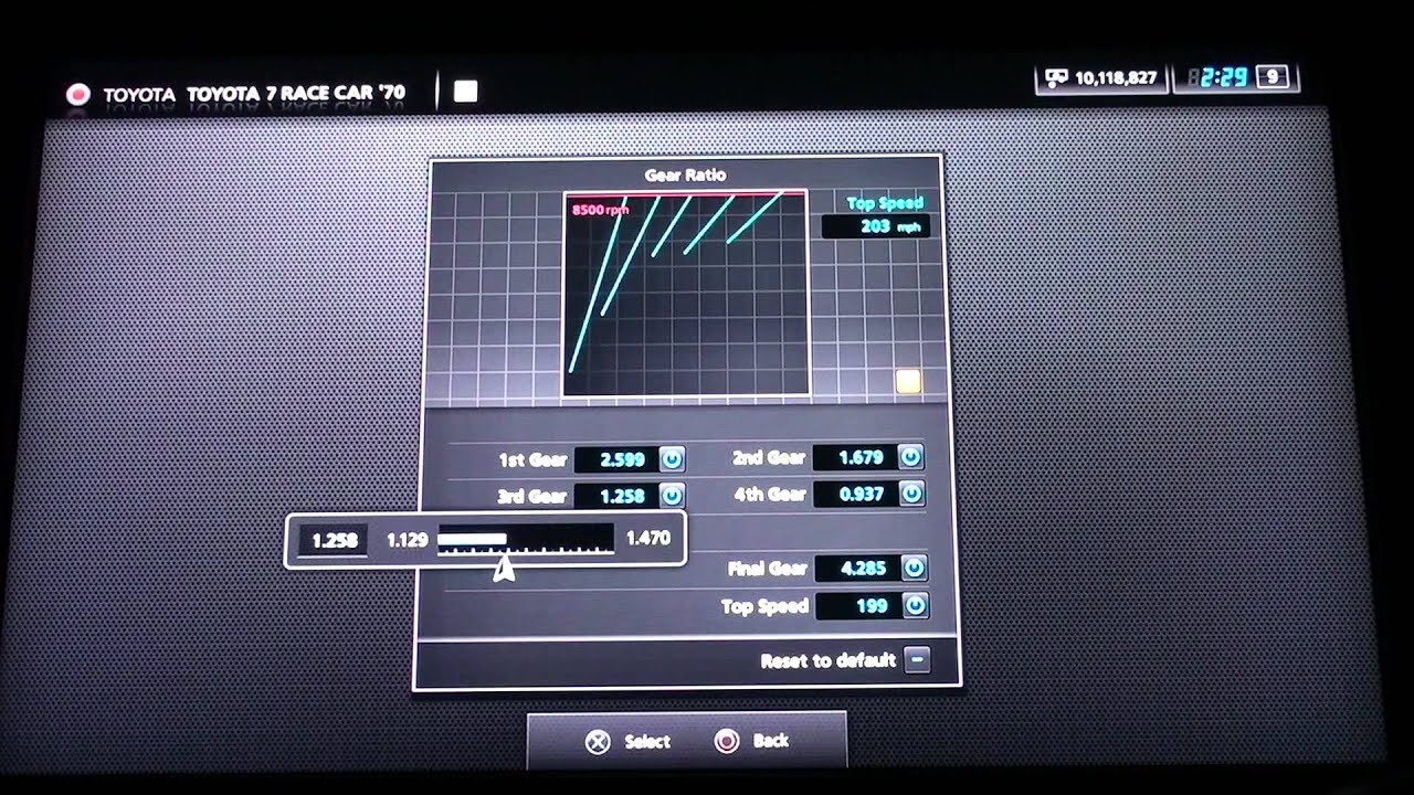GRAN TURISMO 5 SETTING FOR THE TOYOTA-7 RACE CAR