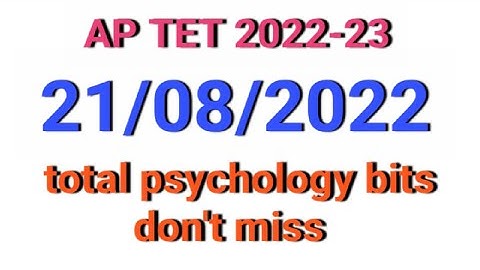 ap tet 21-08-2022 morning shift total psychology bits|ఆగస్టు21-08-2022 పేపర్|@Learner