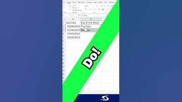 Get day of week from date in Excel #shorts