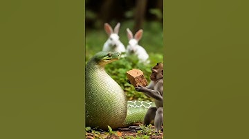 A Brave Monkey vs Python: The Rescue of a Baby Rabbit 🐰 #animals #snake #rescue