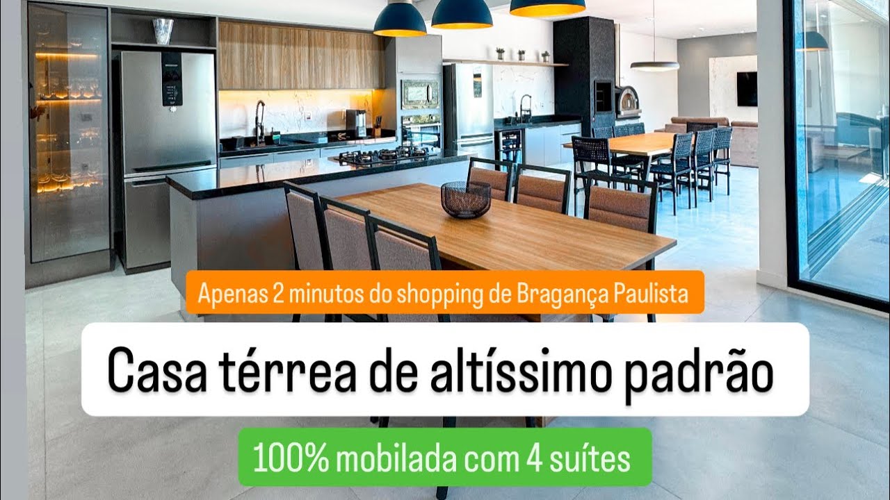 Casa com 4 suítes, 100 térrea e mobiliada em condomínio fechado de Bragança Paulista