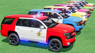 TRANSPORTING ALL COLORS CHEVROLET POLICE CARS VEHICLES WITH MAN TRUCKS ! BEAMNG DRIVE screenshot 5